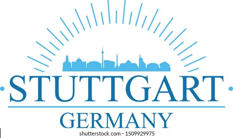 Stuttgart Germany City. Banner Design. City Skyline. Silhouette Vector. Famous Monuments.