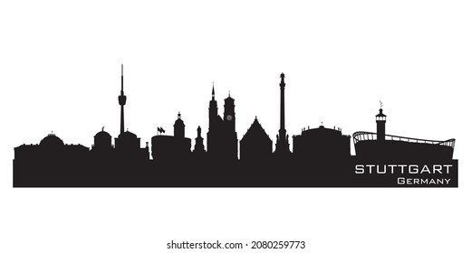 Stuttgart Germany city skyline Detailed vector silhouette