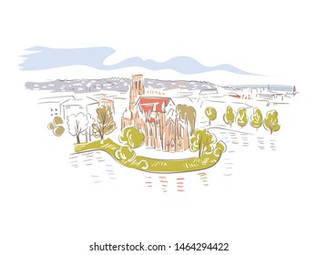 Stuttgart Germany Europe vector sketch city illustration line art