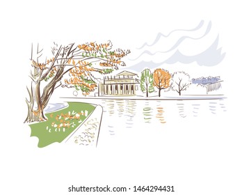 Stuttgart Germany Europe vector sketch city illustration line art