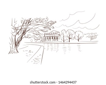 Stuttgart Germany Europe vector sketch city illustration line art
