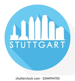 Stuttgart Germany Flat Icon Skyline Silhouette Design City Vector Art Logo.