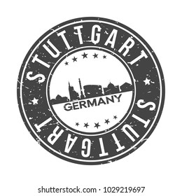 Stuttgart Germany Round Stamp Icon Skyline City badge.