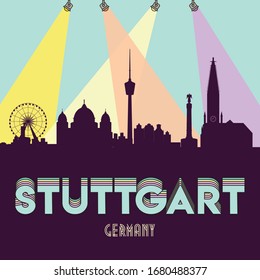 Stuttgart Germany skyline silhouette flat design vector illustration