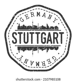 Stuttgart, Germany Stamp Skyline Postmark. Silhouette Postal Passport. City Round Vector Icon. Vintage Postage Design.