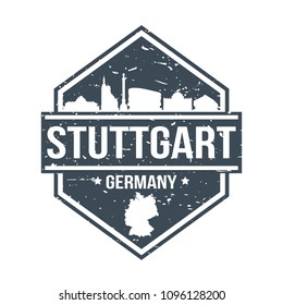 Stuttgart Germany Travel Stamp Icon Skyline City Design Tourism.