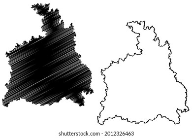 Stuttgart region (Federal Republic of Germany, Baden-Wurttemberg State) map vector illustration, scribble sketch Stuttgart map