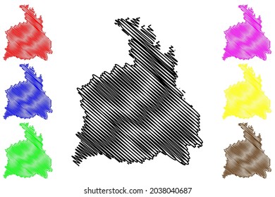 Stuttgart region (Federal Republic of Germany, Baden-Wurttemberg State) map vector illustration, scribble sketch Stuttgart map