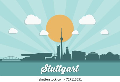 Stuttgart skyline - Germany - vector illustration