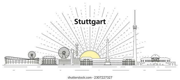 Stuttgart skyline line art vector illustration