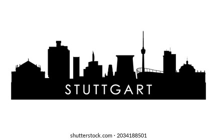 Stuttgart skyline silhouette. Black Stuttgart city design isolated on white background. 