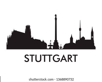 Stuttgart skyline silhouette vector of famous places