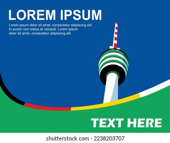 Stuttgart VfB Arena TV Tower Fernsehturm  design pop art icon city modern vector colour symbol logo icon template poster banner template isolated blue background