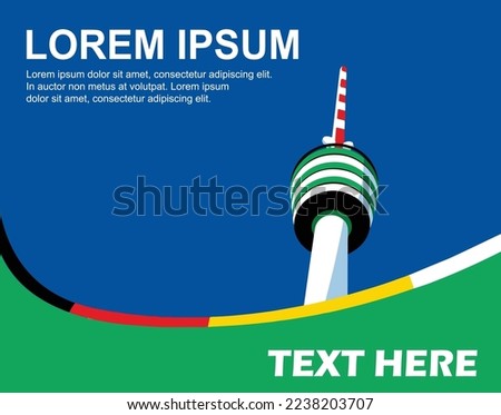 Stuttgart VfB Arena TV Tower Fernsehturm  design pop art icon city modern vector colour symbol logo icon template poster banner template isolated blue background