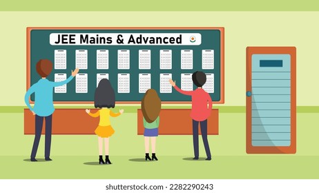 Stuudents Checking Jee Mains and Advanced Results on Notice Board in India.