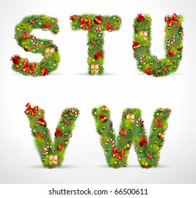 STUVW, vector christmas tree font