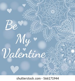 St.Valentine's Day Greeting card in blue colors. Be my Valentine card