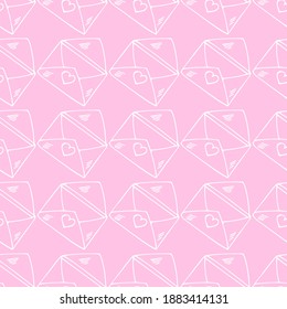 St.Valentines Day love letter seamless pattern on pink background vector for cards, banners, wrapping paper, posters, scrapbooking, pillow, cups and fabric design. 