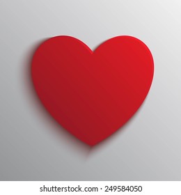 St.Valentine's day paper style heart over grey background. Vector illustration.