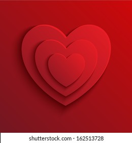 St.Valentine's day red paper heart in three layers 