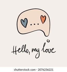 St.Valentine's day vector illustration in boho colours. Hand drawn elements with hearts and lettering. For posters, cards, invitations.