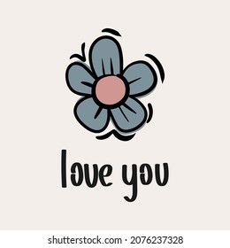 St.Valentine's day vector illustration in boho colours. Hand drawn elements with hearts and lettering. For posters, cards, invitations.