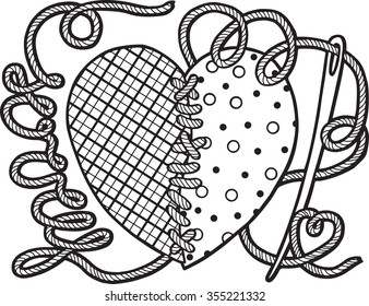 St.Valentines doodle card Broken heart