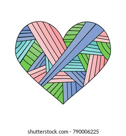 St.Valentine's greeting card with sketchy style doodle heart illustration.  Simple hand drawn geometric heart.