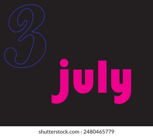 Estilo 3 julio en diseño y fondo de color negro en diseño