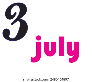 Estilo 3 julio en diseño y fondo de color blanco en diseño