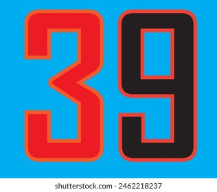 Style 39 Number in Design and Sky Colour Background in design 