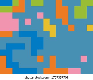 Style of 8-bit games. Abstract geometric pattern with squares and rectangles. Retro 90's. Vector illustration