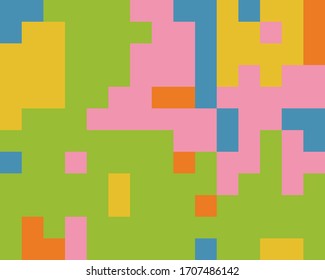 Style of 8-bit games. Abstract geometric pattern with squares and rectangles. Retro 90's. Vector illustration