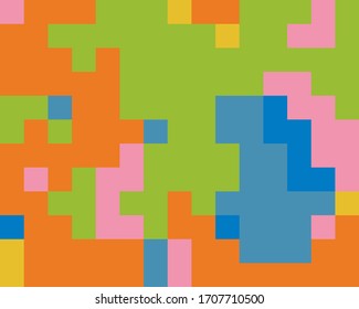 Style of 8-bit games. Abstract geometric pattern with squares and rectangles. Retro 90's. Vector illustration