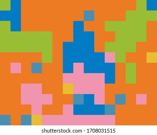 Style of 8-bit games. Abstract geometric pattern with squares and rectangles. Retro 90's. Vector illustration