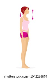 The style of the animal. Young girl performs standing yoga exercise to strengthen the muscles of the back and neck. Vector. Isolated on white background
