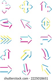  style arrow material library - vector illustration collection