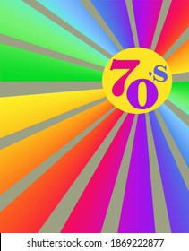 70’s style art vertical background with colorful sunburst