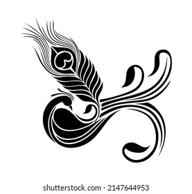 style black peacock tattoo design
