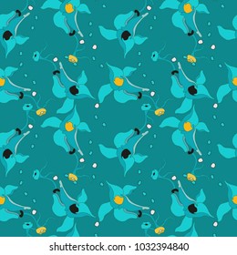 Style blue flowers on seamless