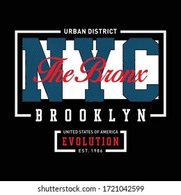 style the bronx,new york athletic graphic t shirt print vector illustration typography design
