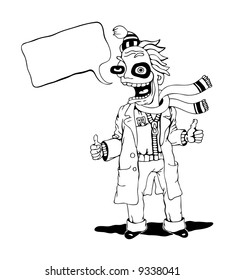 style cartoon hitch-hiking man. vector illustration.