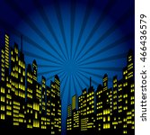 Style Cartoon Night City Skyline Background.