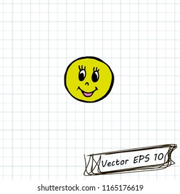 Style of children's drawing. Doodle drawing on a sheet of notebook. 