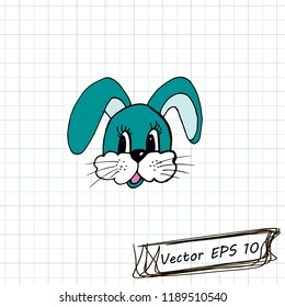 Style of children's drawing. Doodle drawing on a sheet of notebook. Rabbit