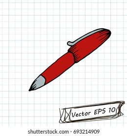 Style of children's drawing. Doodle drawing on a sheet of notebook. A pen