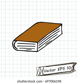 Style of children's drawing. Doodle drawing on a sheet of notebook. small book