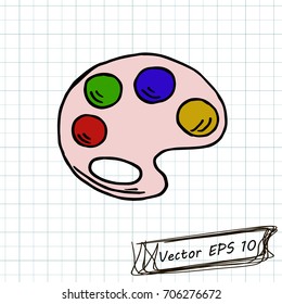 Style of children's drawing. Doodle drawing on a sheet of notebook. Palette
