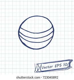 Style of children's drawing. Doodle drawing on a sheet of notebook. Ball. Contour
