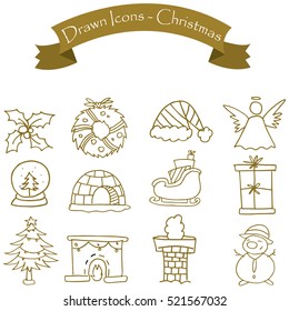 Style Christmas icons set vector